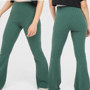 Offline by Aerie Green Ribbed Flare Pants